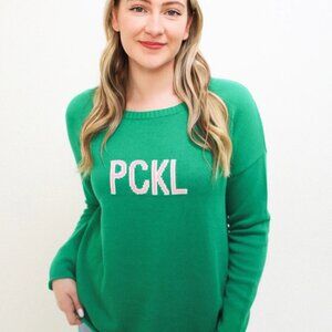 Pink Pineapple Pickleball Sweater XL Pink & Green Preppy Sweater